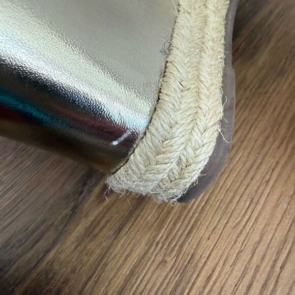 H by Halston Gold Leather Stella Slingback Wedge Sandal 7 - Picture 5 of 10
